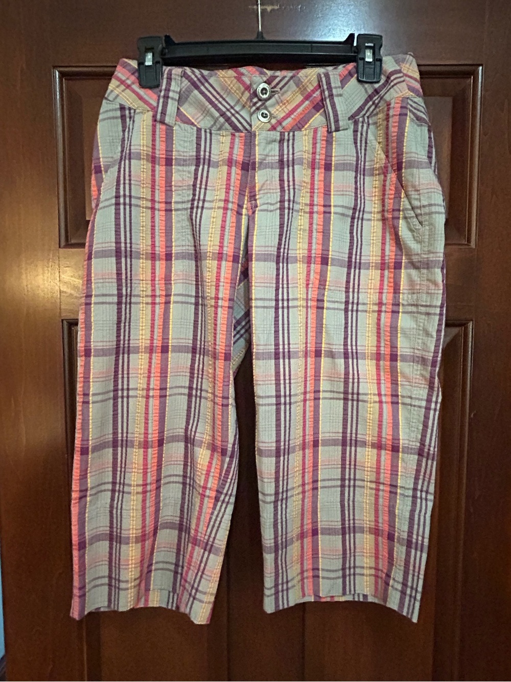Patagonia Women’s Size 2 Plaid Netti Capri Cropped Pants Organic Cotton Blend